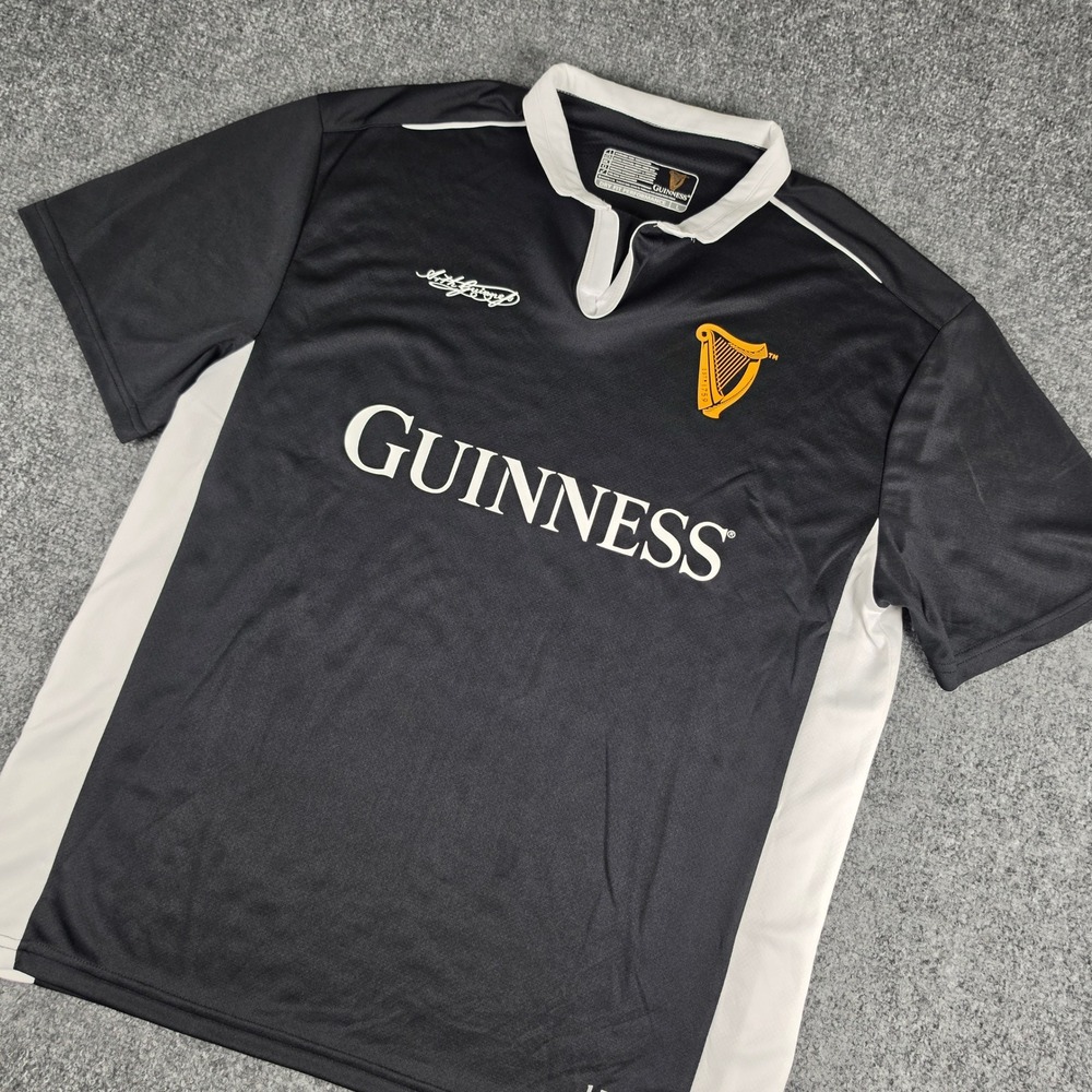 Guinness Performance Jersey Mens Large Black White Dry Fit Rugby Shirt Ireland